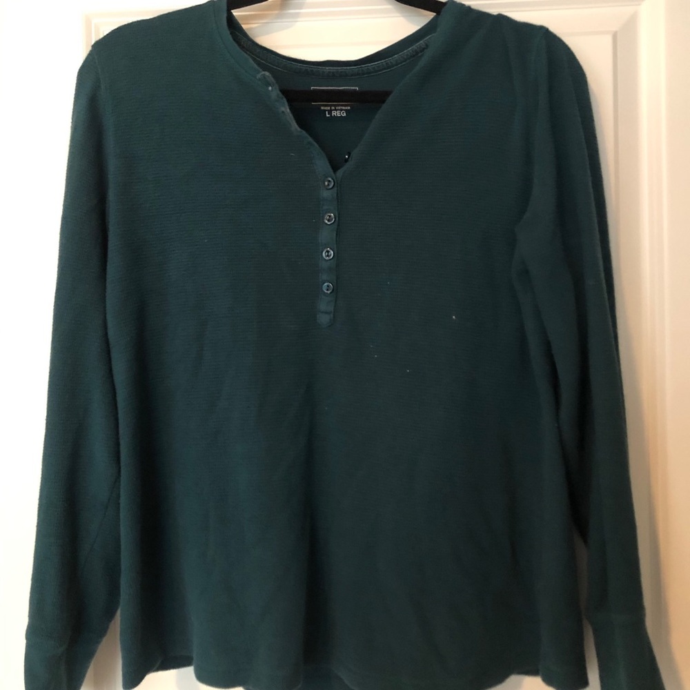 LL Bean Turquoise Henley Tee